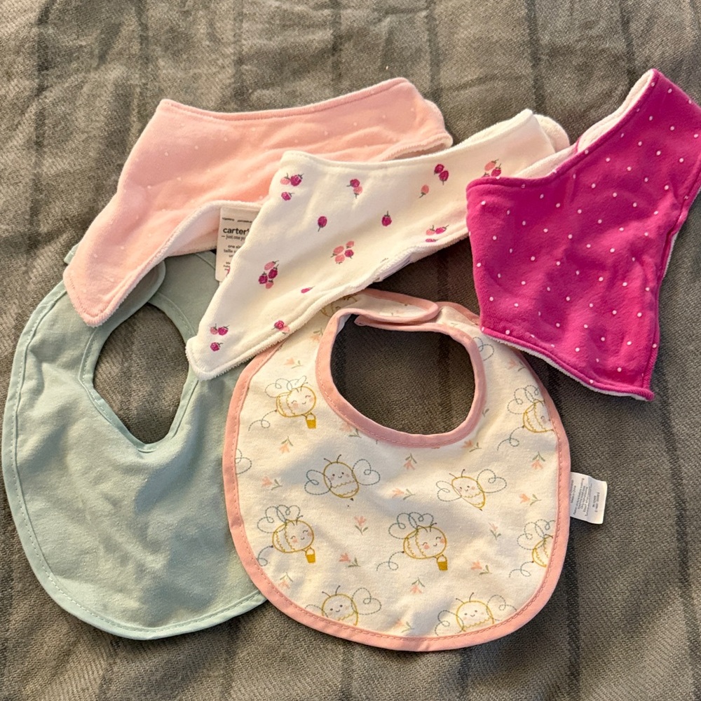 Carter's Baby Bib Set - Pink, Light Pink, White, Mint, Fuchsia
